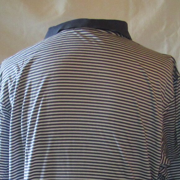 Peter Millar Winged Foot Blue and White Stripe Polo Size XL 100% Cotton EUC - Picture 3 of 9